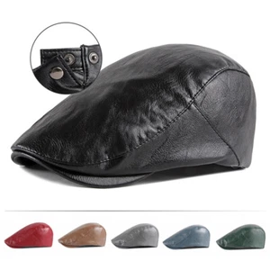 Herren Leder Winter Warm Armee Baskenmütze Schirmmütze Zeitungsjungenmützen/Mützen - Bild 1 von 18