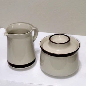 Stonecrest Sand Pepples Andre Ponche Zuckerdose & Milchkännchen braun gestreift Vintage 80er - Bild 1 von 14