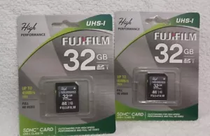 x2)NEW Fujifilm High Performance 32GB SDHC UHS-I up to 45MB/s 300x full HD vid - Picture 1 of 4