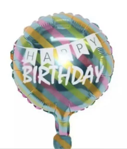 5pcs Happy Birthday 10” Striped Air Fill Foil Balloons Party Decorations - Picture 1 of 2