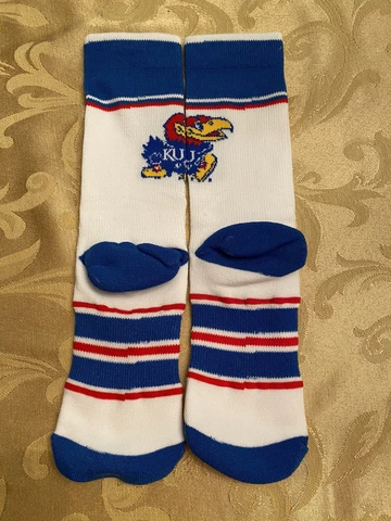Kansas Jayhawks White Socks Size S/M 6-8.5 NEW Cover