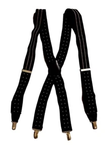 Pelican USA Elastic Stretch Suspenders Black Beige Clip On - Picture 1 of 9