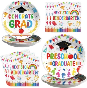 200 Pcs Preschool Graduation Decorations Kindergarten Graduation Plates and Napk - Picture 1 of 12