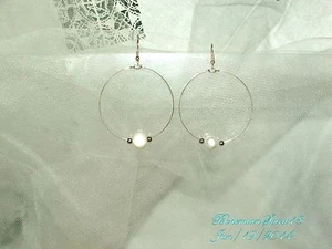 ARTISAN HANDCRAFTED BAROQUE PEARL SILVER TONE HOOPS PIERCED EARRINGS - Picture 1 of 3