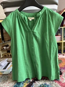 Linen Green Button Up Top Linen Next Petite Size 8 - Picture 1 of 4