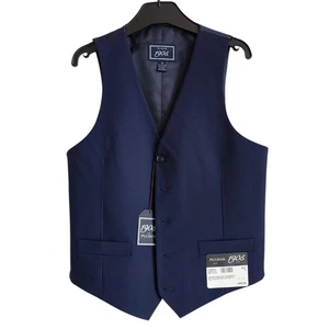 Size 14 Boys Vest Navy Blue Wedding Ringbearer Jos A Bank Kids Polyester Nwt New - Picture 1 of 24
