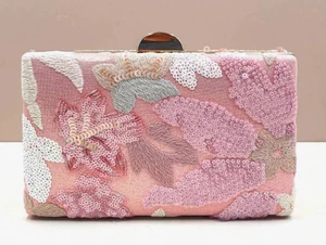 EVENING BAG-Mini Pink Party Clutch, (Unique Random Pattern) Elegant & Detailed - Picture 1 of 5