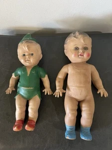 Muñecas de juguete vintage Peter Pan Tod L Tim Squeaky años 50 - Imagen 1 de 18