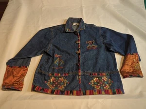 Vintage S Collection Western Jeansjacke SW Floral Aztec Damen Gr. L Unikat  - Bild 1 von 20
