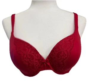 Victoria's Secret Red Pushup Underwire Red Lace Trim Bra Size 36D NWT - Picture 1 of 11