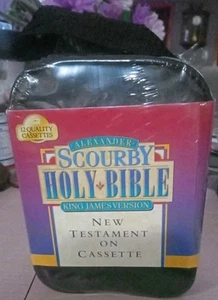 NEW SEALED Scourby KJV NEW TESTAMENT -12 Audio Cassettes W/ Zip Case Holy Bible - Foto 1 di 5