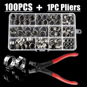 Efficient Single Ear Hose Clamp Kit 100pcs of Reliable Stainless Steel - Picture 1 of 12