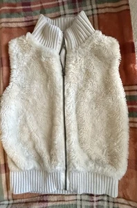 Gap kids Girls faux fur vest sherpa fleece white zip up size L  - Picture 1 of 9