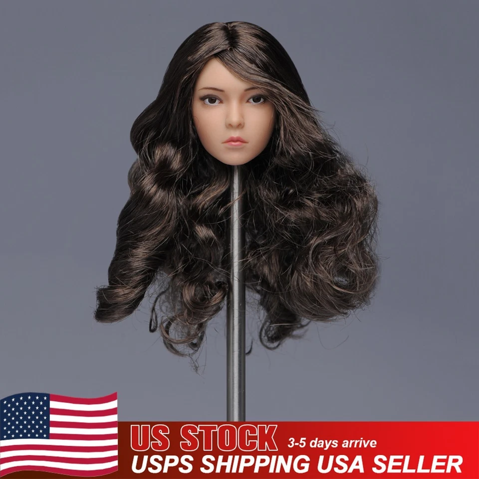 EE. UU. YMTOYS YMT029B 1/6 cabeza de niña esculpida cabello rizado para figura bronceada femenina de 12 pulgadas Foto 1 de 4