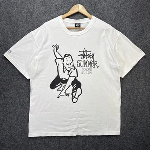 Vintage Stussy Shirt Mens XL White Y2K Summer 1995 RARE 2005 Print Skate Surf - Picture 1 of 8