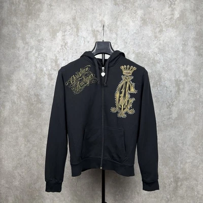 Christian Audigier Estrás Tachuelas Lámina Chaqueta Cremallera Completa Sudadera con Capucha Ed Hardy Talla XL Foto 1 de 4