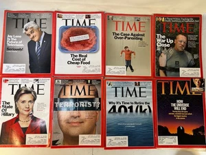Lot of 8 TIME Magazines 2001 & 2009 Hillary Clinton Obama Jay Leno Politics - Picture 1 of 14