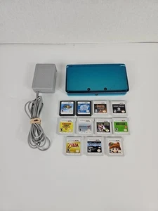 *Leer* Nintendo 3DS Aqua Blue Sistema de consola portátil CTR-001Juegos 11x Lote de juegos - Imagen 1 de 16