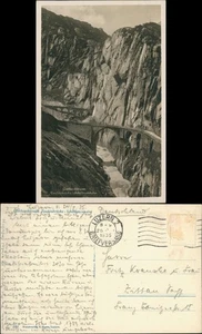 Ansichtskarte Andermatt Gotthardstrasse Teufelsbrücke Schöllenenbahn 1935 - Picture 1 of 3