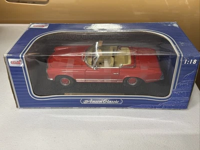 ANSON CLASSIC 1:18 SCALE MERCEDES BENZ 280 SL DIECAST! RED! NEW IN BOX! - Image 1 of 4