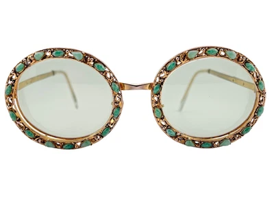 ULTRA RARE 1960 CHRISTIAN DIOR TURA JEWELLED GREEN GEMS FRAME ARCHIVE SUNGLASSES - Image 1 of 4