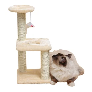 15.7" Cat Tree Scratching Tower Activity Center Play House Condo Post Scratcher - Picture 1 of 10