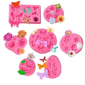 Flower Silicone Mold,7 Pack for Rose, Chocolate, Cake, Butterfly, Mini Bow,  - Picture 1 of 8