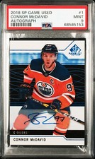 * POP 3 * CLEAN AUTOGRAPH Connor McDavid PSA 9 Oilers 2018-19 SP Game Used Auto