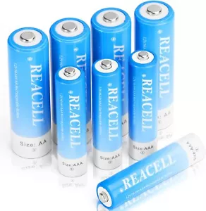 8X REACELL Rechargeable Batteries 2800mAh AA Batteries &1100mAh AAA Batterie  - Picture 1 of 5