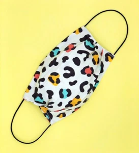 Cotton Face Mask With Filter Pockets Washable Handmade - Leopard Mask Pink Blue - Picture 1 of 6