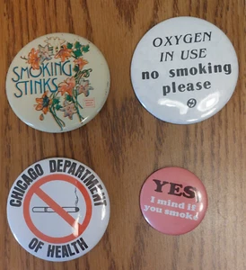 LOT OF 4 VINTAGE NO SMOKING PINS - Picture 1 of 6