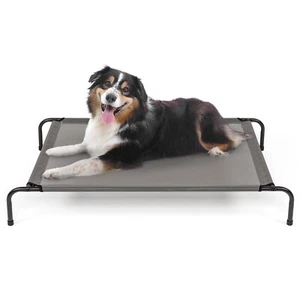 Large Dog Cat Bed Elevated Pet Cot Indoor Outdoor Travel Camping Steel Frame Mat - Picture 1 of 18
