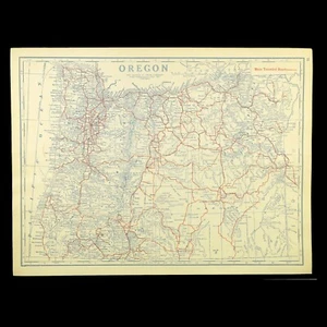 Vintage OREGON Highway Map Wall Art Auto Trails Old Original Antique - Picture 1 of 8