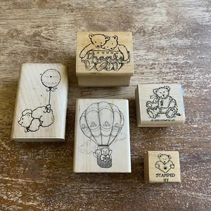 Stampin Up Wooden Stamp Sets Teddy Bear Crafts Card Making Vintage - Picture 1 of 8