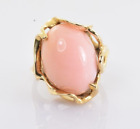 Pink Coral Ring 10k Yellow Gold 9.23 Carats Sz 5.5