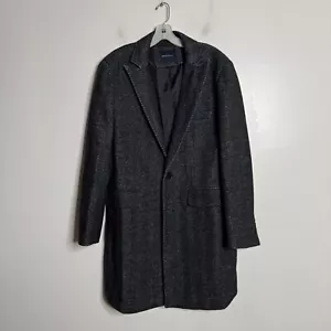 Braveman Overcoat Men's 40R Vest Jacket Gray Herringbone Wool Over Coat - Picture 1 of 8