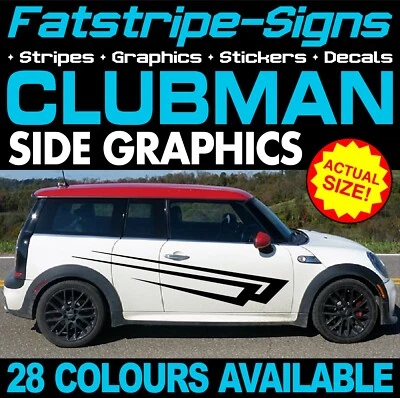 MINI CLUBMAN GRAFICHE STRISCE DECALCOMANIE ADESIVI TURBO R55 F54 1.6 CLUBVAN - Immagine 1 di 2