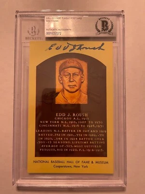 EDD ROUSH AUTO BECKETT ПОДЛИННЫЙ АВТОГРАФ ЗАЛ СЛАВЫ ТАБЛИЧКА ОТКРЫТКА - Изображение 1 из 2