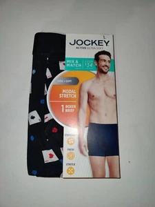 New Jockey Men's Black Playing Cards Active Ultra Soft Underwear Boxer Brief L - Picture 1 of 2