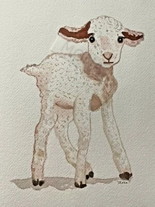 SHEEP BABY LAMB NURSERY, SIMPLY SOFT ~ Watercolor ~ HAND PAINTED  - Picture 1 of 4
