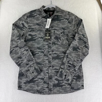 Мужская рубашка Indigo Star серая размер M хлопок фланель камуфляж с длинным рукавом на пуговицах новая с ценниками - Изображение 1 из 4