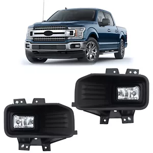 Halogen Fog Lights Driving Lamps Left & Right W/Bulbs For 2018-2020 Ford F-150 - Picture 1 of 12