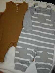 3 pc Thermal Boys 6-12 GYMBOREE h& M Overalls Shirt So cute Soft - Picture 1 of 10