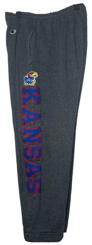 Champion KU Kansas Jayhawks NCAA Gray Sweatpants Men's Size Large Cover