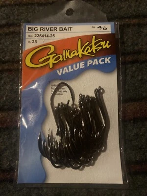 Gamakatsu 225414 Big River NS Bait (25 Pack), Size 4/0, Black - Image 1 of 2
