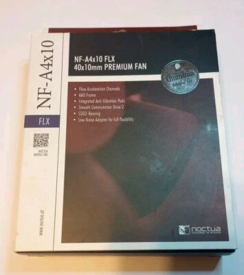 Noctua NF-A4x10 FLX 40mm x 10mm Low Noise Premium PC Case Fan 4500 RPM 17.9 dBA - Image 1 of 4