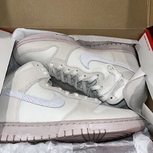 [DV0822-100] Mens Nike DUNK HIGH RETRO PRM 'CRACKED LEATHER SWOOSH' - Picture 1 of 10