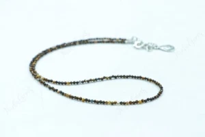 Handmade Jewelry 2-3mm A+ Tiger's Eye Faceted Round Gemstone Beaded Necklace 18" - Picture 1 of 9