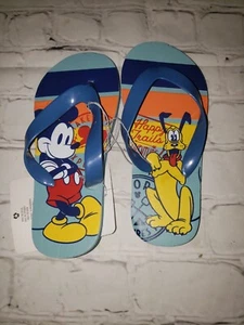 NWT Disney Boys Size 11/12 Mickey Mouse & Pluto Flip Flops - Picture 1 of 3