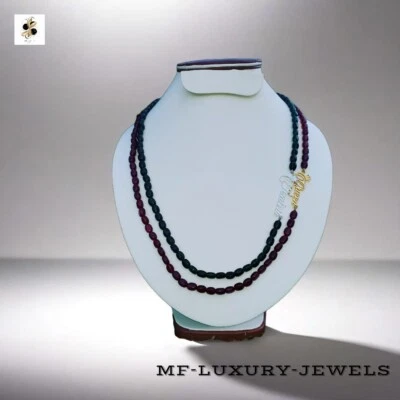 20 Inch Emerald & Ruby Beaded Necklace | Dual Strand Handmade Gemstone Jewelry - Image 1 of 4